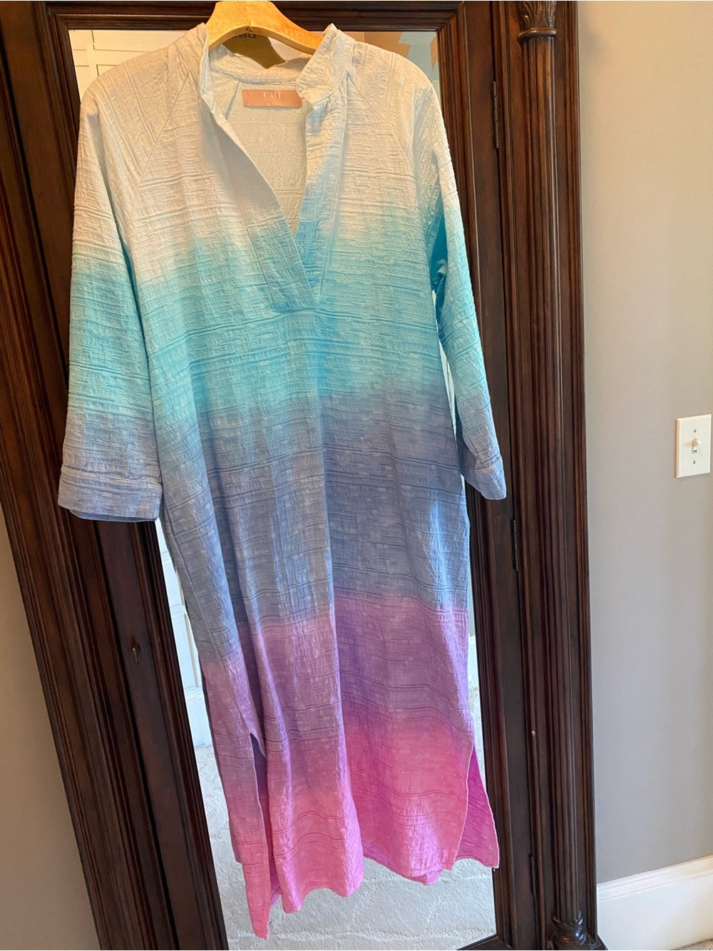 Cali Dreaming - Ombre Cotton Tunic Dress in Aqua, Lavender & Pink